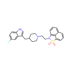 O=S1(=O)c2cccc3cccc(c23)N1CCN1CCC(Cc2c[nH]c3ccc(F)cc23)CC1 ZINC000000587497