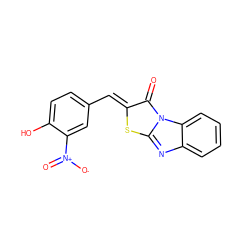 O=c1/c(=C/c2ccc(O)c([N+](=O)[O-])c2)sc2nc3ccccc3n12 ZINC000036385890