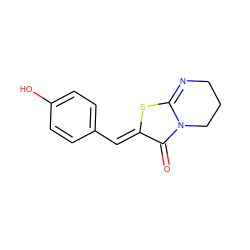 O=c1/c(=C/c2ccc(O)cc2)sc2n1CCCN=2 ZINC000013110738