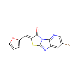 O=c1/c(=C/c2ccco2)sc2nc3cc(Br)cnc3n12 ZINC000006681994