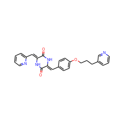 O=c1[nH]/c(=C\c2ccccn2)c(=O)[nH]/c1=C\c1ccc(OCCCc2cccnc2)cc1 ZINC000003955592