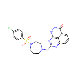 O=c1[nH][nH]c2nc(CN3CCCN(S(=O)(=O)c4ccc(Cl)cc4)CC3)nc3cccc1c32 ZINC000059279946