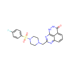 O=c1[nH][nH]c2nc(CN3CCN(S(=O)(=O)c4ccc(F)cc4)CC3)nc3cccc1c32 ZINC000059278663