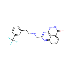 O=c1[nH][nH]c2nc(CNCCc3cccc(C(F)(F)F)c3)nc3cccc1c32 ZINC000059275407