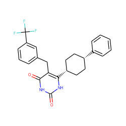 O=c1[nH]c(=O)c(Cc2cccc(C(F)(F)F)c2)c([C@H]2CC[C@@H](c3ccccc3)CC2)[nH]1 ZINC000261103179