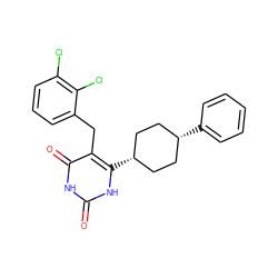 O=c1[nH]c(=O)c(Cc2cccc(Cl)c2Cl)c([C@H]2CC[C@@H](c3ccccc3)CC2)[nH]1 ZINC000254133663