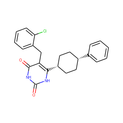 O=c1[nH]c(=O)c(Cc2ccccc2Cl)c([C@H]2CC[C@@H](c3ccccc3)CC2)[nH]1 ZINC000254133748