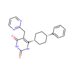 O=c1[nH]c(=O)c(Cc2ncccn2)c([C@H]2CC[C@@H](c3ccccc3)CC2)[nH]1 ZINC000254086103