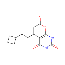 O=c1[nH]c(=O)c2c(CCC3CCC3)cc(=O)oc2[nH]1 ZINC000043150850