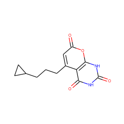 O=c1[nH]c(=O)c2c(CCCC3CC3)cc(=O)oc2[nH]1 ZINC000034603940