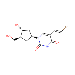 O=c1[nH]c(=O)n([C@H]2C[C@@H](CO)[C@H](O)C2)cc1/C=C/Br ZINC000000004642