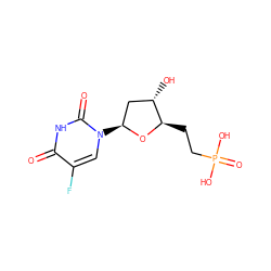 O=c1[nH]c(=O)n([C@H]2C[C@H](O)[C@@H](CCP(=O)(O)O)O2)cc1F ZINC000017109199