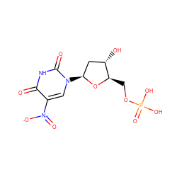 O=c1[nH]c(=O)n([C@H]2C[C@H](O)[C@@H](COP(=O)(O)O)O2)cc1[N+](=O)[O-] ZINC000013514853