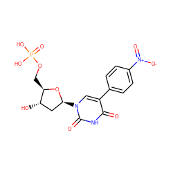 O=c1[nH]c(=O)n([C@H]2C[C@H](O)[C@@H](COP(=O)(O)O)O2)cc1-c1ccc([N+](=O)[O-])cc1 ZINC000169319327