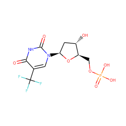 O=c1[nH]c(=O)n([C@H]2C[C@H](O)[C@@H](COP(=O)(O)O)O2)cc1C(F)(F)F ZINC000006090962