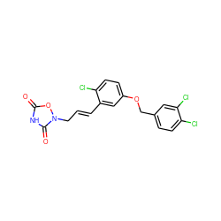 O=c1[nH]c(=O)n(C/C=C/c2cc(OCc3ccc(Cl)c(Cl)c3)ccc2Cl)o1 ZINC000027092755