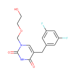 O=c1[nH]c(=O)n(COCCO)cc1Cc1cc(F)cc(F)c1 ZINC000013743500