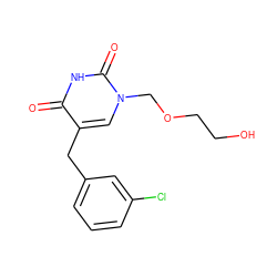 O=c1[nH]c(=O)n(COCCO)cc1Cc1cccc(Cl)c1 ZINC000013743497