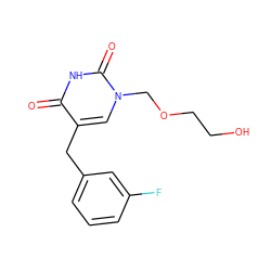 O=c1[nH]c(=O)n(COCCO)cc1Cc1cccc(F)c1 ZINC000013743496