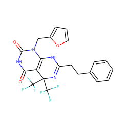 O=c1[nH]c(=O)n(Cc2ccco2)c2c1C(C(F)(F)F)(C(F)(F)F)N=C(CCc1ccccc1)N2 ZINC000008672150