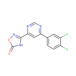 O=c1[nH]c(-c2cc(-c3ccc(Cl)c(Cl)c3)ncn2)no1 ZINC000118365172