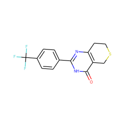 O=c1[nH]c(-c2ccc(C(F)(F)F)cc2)nc2c1CSCC2 ZINC000013467799