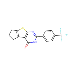 O=c1[nH]c(-c2ccc(C(F)(F)F)cc2)nc2sc3c(c12)CCC3 ZINC000612910686