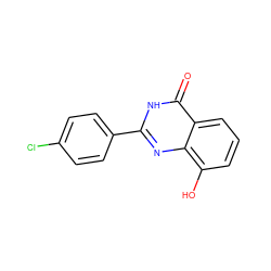 O=c1[nH]c(-c2ccc(Cl)cc2)nc2c(O)cccc12 ZINC000103231306