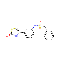 O=c1[nH]c(-c2cccc(NS(=O)(=O)Cc3ccccc3)c2)cs1 ZINC000095605554