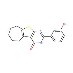 O=c1[nH]c(-c2cccc(O)c2)nc2sc3c(c12)CCCCC3 ZINC000046703258