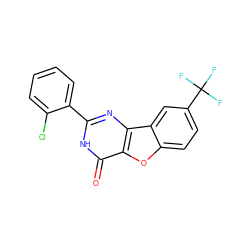 O=c1[nH]c(-c2ccccc2Cl)nc2c1oc1ccc(C(F)(F)F)cc12 ZINC000084711957