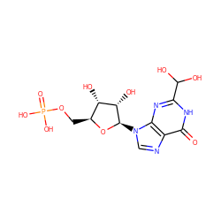 O=c1[nH]c(C(O)O)nc2c1ncn2[C@H]1O[C@@H](COP(=O)(O)O)[C@H](O)[C@@H]1O ZINC000034408647