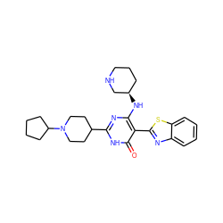 O=c1[nH]c(C2CCN(C3CCCC3)CC2)nc(N[C@@H]2CCCNC2)c1-c1nc2ccccc2s1 ZINC001772644793