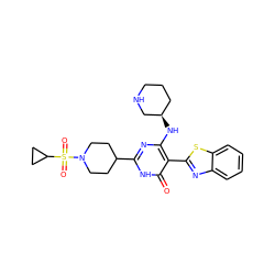 O=c1[nH]c(C2CCN(S(=O)(=O)C3CC3)CC2)nc(N[C@@H]2CCCNC2)c1-c1nc2ccccc2s1 ZINC001772635776