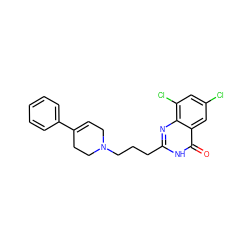 O=c1[nH]c(CCCN2CC=C(c3ccccc3)CC2)nc2c(Cl)cc(Cl)cc12 ZINC000013581552