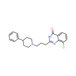 O=c1[nH]c(CCCN2CCC(c3ccccc3)CC2)nc2c(Cl)cccc12 ZINC000028954792