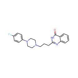 O=c1[nH]c(CCCN2CCN(c3ccc(F)cc3)CC2)nc2ccccc12 ZINC000096258420