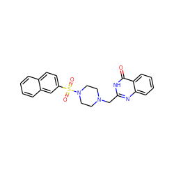 O=c1[nH]c(CN2CCN(S(=O)(=O)c3ccc4ccccc4c3)CC2)nc2ccccc12 ZINC000013598317