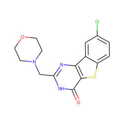 O=c1[nH]c(CN2CCOCC2)nc2c1sc1ccc(Cl)cc12 ZINC000045314873