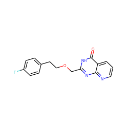 O=c1[nH]c(COCCc2ccc(F)cc2)nc2ncccc12 ZINC000058591898