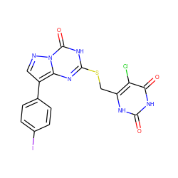 O=c1[nH]c(CSc2nc3c(-c4ccc(I)cc4)cnn3c(=O)[nH]2)c(Cl)c(=O)[nH]1 ZINC000103288824