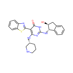 O=c1[nH]c(N[C@H]2c3ccccc3C[C@@H]2O)nc(N[C@@H]2CCCNC2)c1-c1nc2ccccc2s1 ZINC001772579666