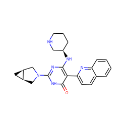 O=c1[nH]c(N2C[C@H]3C[C@H]3C2)nc(N[C@@H]2CCCNC2)c1-c1ccc2ccccc2n1 ZINC000220612678