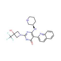 O=c1[nH]c(N2CC(O)(C(F)(F)F)C2)nc(N[C@@H]2CCCNC2)c1-c1ccc2ccccc2n1 ZINC000220795835