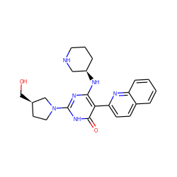 O=c1[nH]c(N2CC[C@@H](CO)C2)nc(N[C@@H]2CCCNC2)c1-c1ccc2ccccc2n1 ZINC000220633306