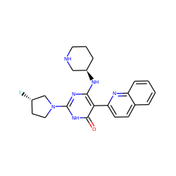 O=c1[nH]c(N2CC[C@H](F)C2)nc(N[C@@H]2CCCNC2)c1-c1ccc2ccccc2n1 ZINC000221551868