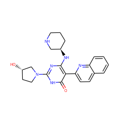 O=c1[nH]c(N2CC[C@H](O)C2)nc(N[C@@H]2CCCNC2)c1-c1ccc2ccccc2n1 ZINC000221549337