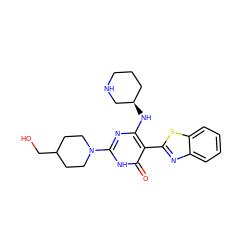 O=c1[nH]c(N2CCC(CO)CC2)nc(N[C@@H]2CCCNC2)c1-c1nc2ccccc2s1 ZINC001772631443