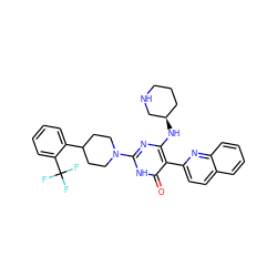 O=c1[nH]c(N2CCC(c3ccccc3C(F)(F)F)CC2)nc(N[C@@H]2CCCNC2)c1-c1ccc2ccccc2n1 ZINC000220589332