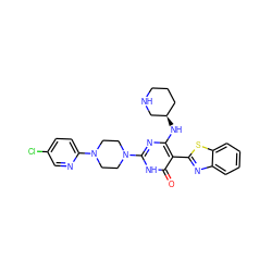 O=c1[nH]c(N2CCN(c3ccc(Cl)cn3)CC2)nc(N[C@@H]2CCCNC2)c1-c1nc2ccccc2s1 ZINC001772637740